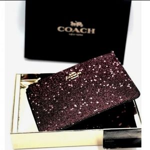 Coach Rasberry glitters wristlet bag purse original box New
